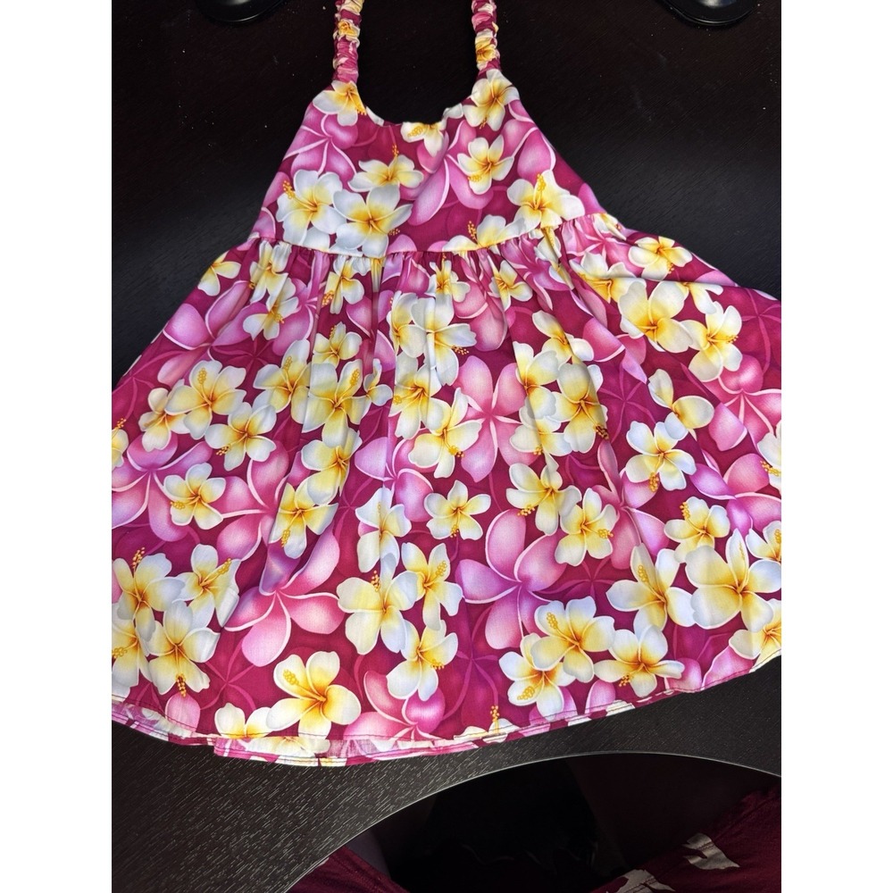 Pacific Legend Dress 3-4 Hawaiian Girls Pink Hibiscus Made In Hawaii EUC A10